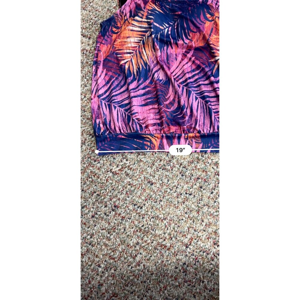 Swimsuits For All Womens Pink Purple Palm Print Blouson Tankini Top Size 14 - Picture 14 of 15